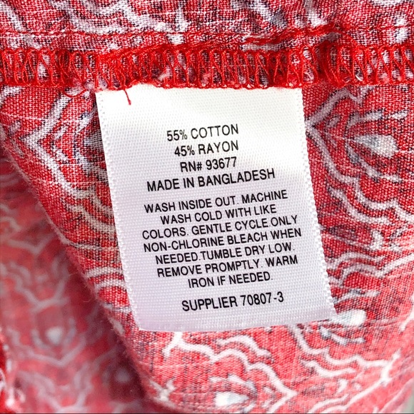 St. John's Bay Red Print Collarless Button Down Shirt 0X - Picture 9 of 12